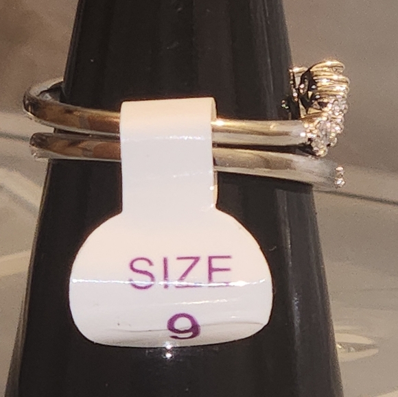 2 Stackable Band Rings Size 9 Diamond Cubic Zirconia New with Tag